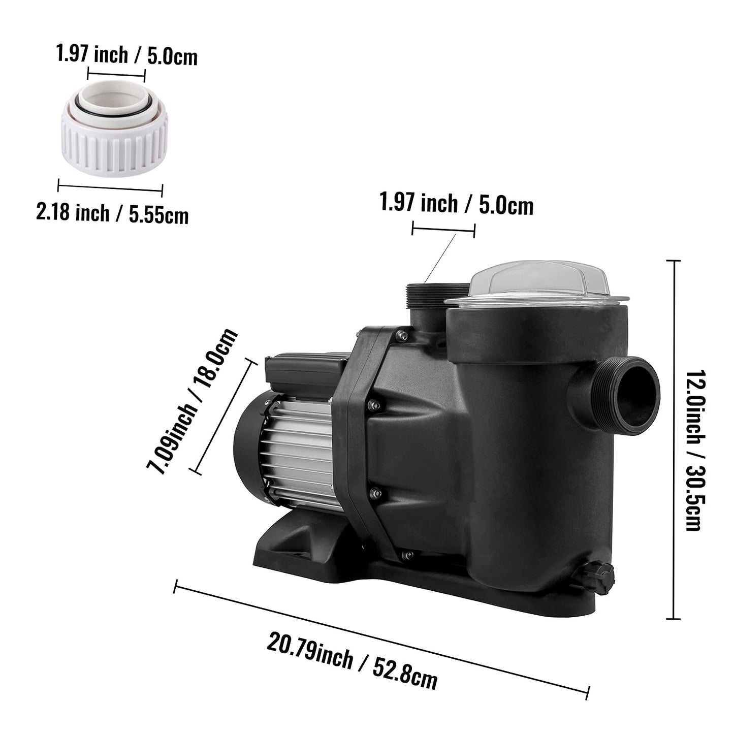 VEVOR Bomba Piscina 750 W Bomba para Piscina 19,200 L/h Bomba Depuradora Piscina 230V 50Hz Bomba de Filtro para Piscina 3450 RPM Bomba de Circulación para Piscina Protección de Sobrecarga Térmica