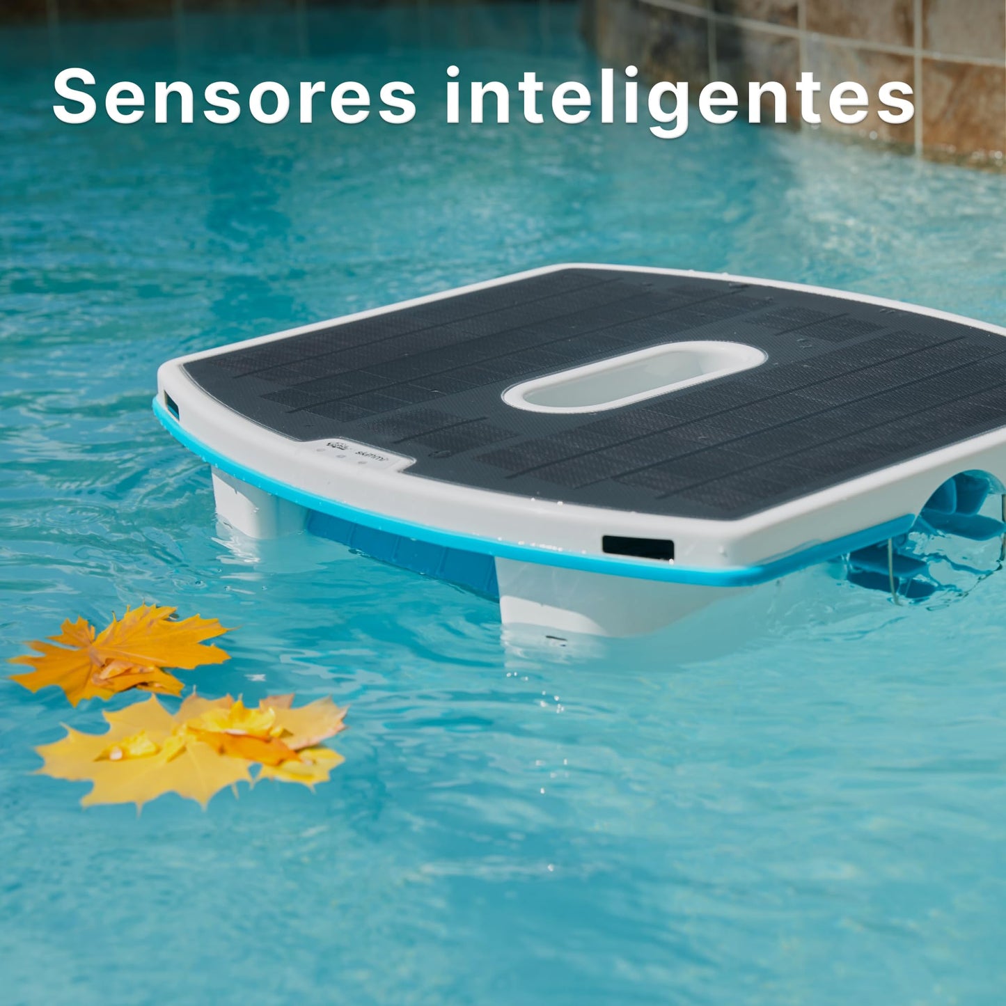 Dolphin Robot de Piscina Skimmi con conexión Bluetooth: Limpia la Superficie del Agua con sensores Inteligentes de Carga Solar – Skimmer Flotante