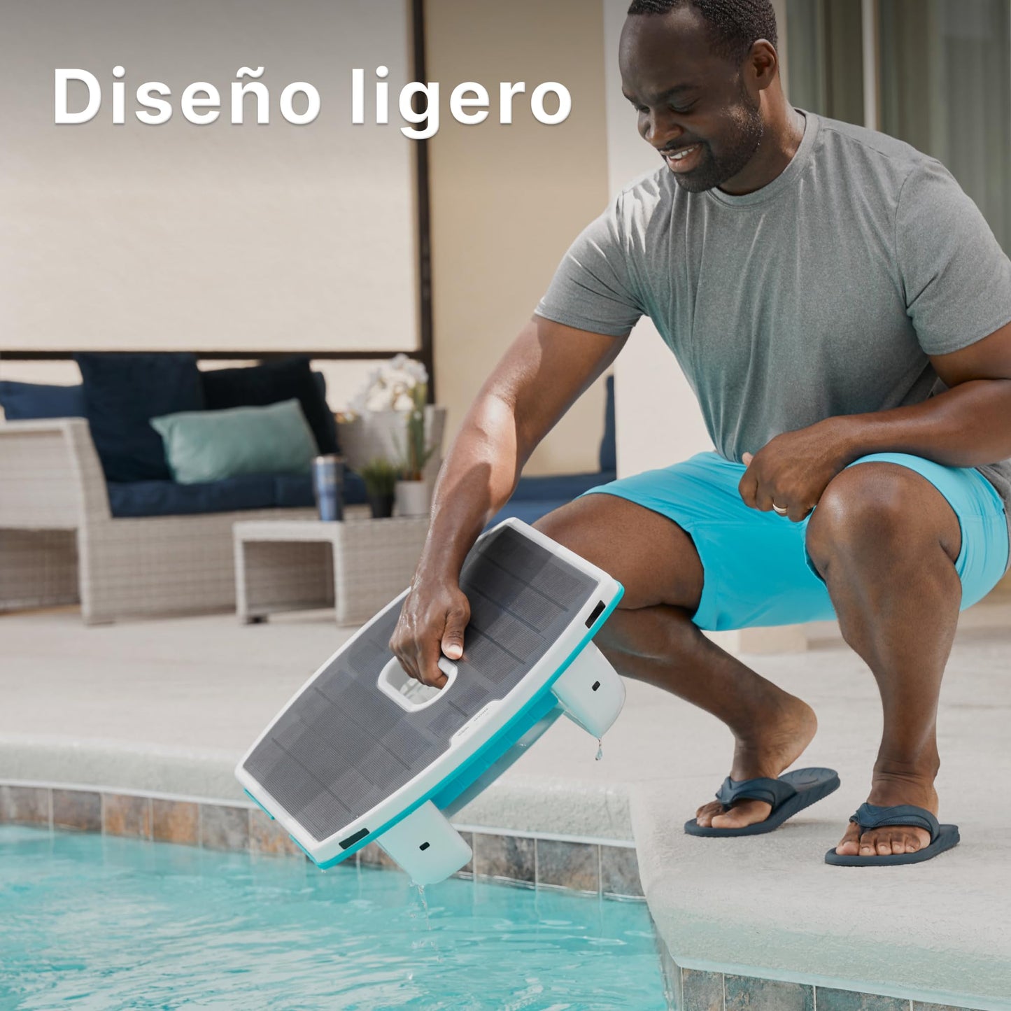 Dolphin Robot de Piscina Skimmi con conexión Bluetooth: Limpia la Superficie del Agua con sensores Inteligentes de Carga Solar – Skimmer Flotante
