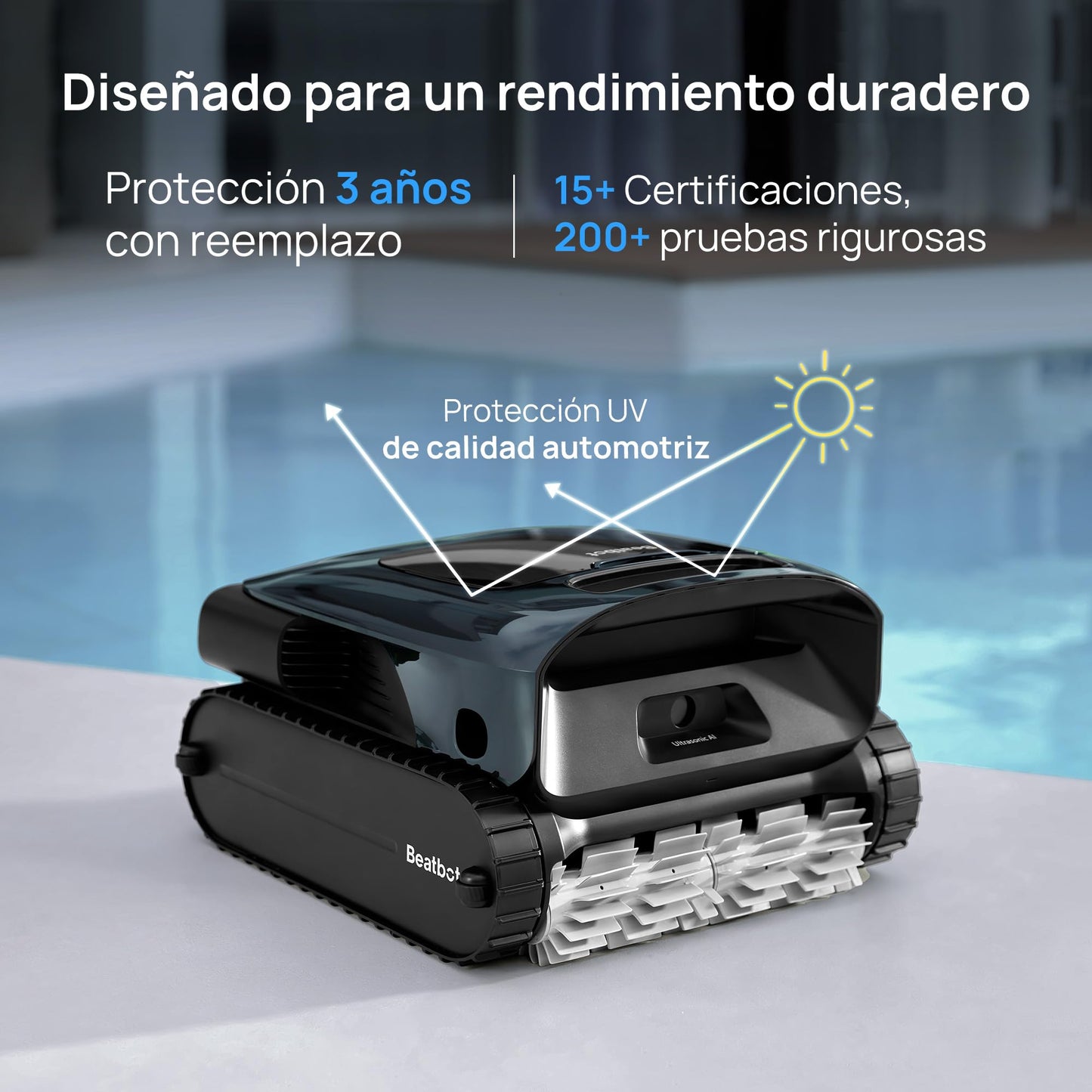 Beatbot AquaSense 2 Pro Robot Limpiafondos Piscina, Robot Piscina para Limpieza de Suelo y Paredes, Depura el Agua, Navegación y Posicionamiento, Duración de 11 Horas, Cordless Robotic hasta 360 m²
