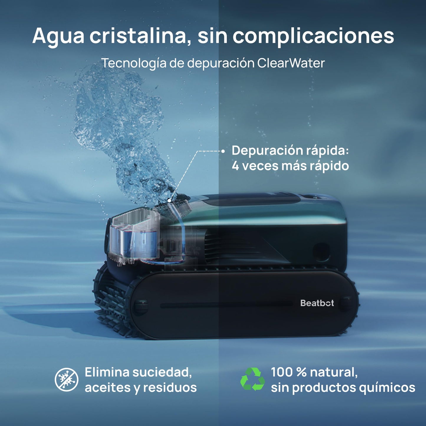 Beatbot AquaSense 2 Pro Robot Limpiafondos Piscina, Robot Piscina para Limpieza de Suelo y Paredes, Depura el Agua, Navegación y Posicionamiento, Duración de 11 Horas, Cordless Robotic hasta 360 m²