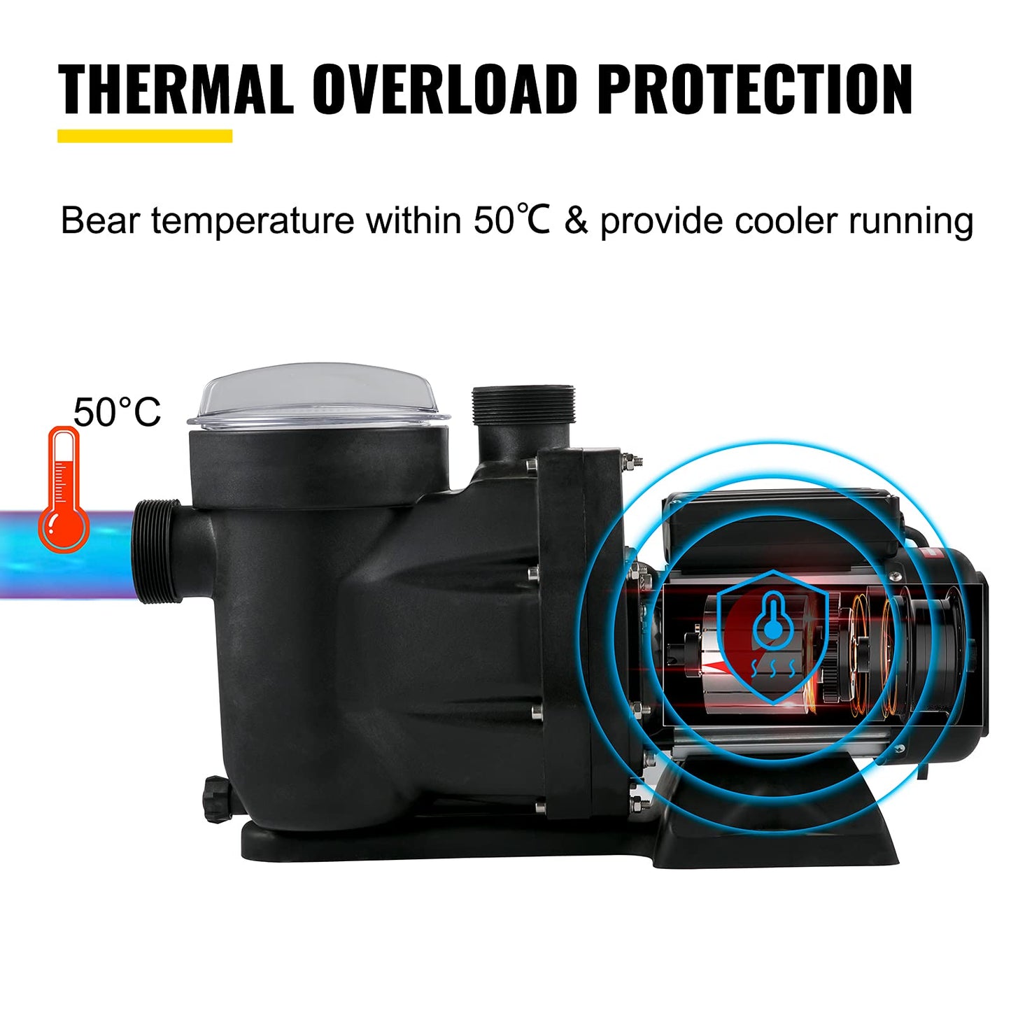 VEVOR Bomba Piscina 750 W Bomba para Piscina 19,200 L/h Bomba Depuradora Piscina 230V 50Hz Bomba de Filtro para Piscina 3450 RPM Bomba de Circulación para Piscina Protección de Sobrecarga Térmica