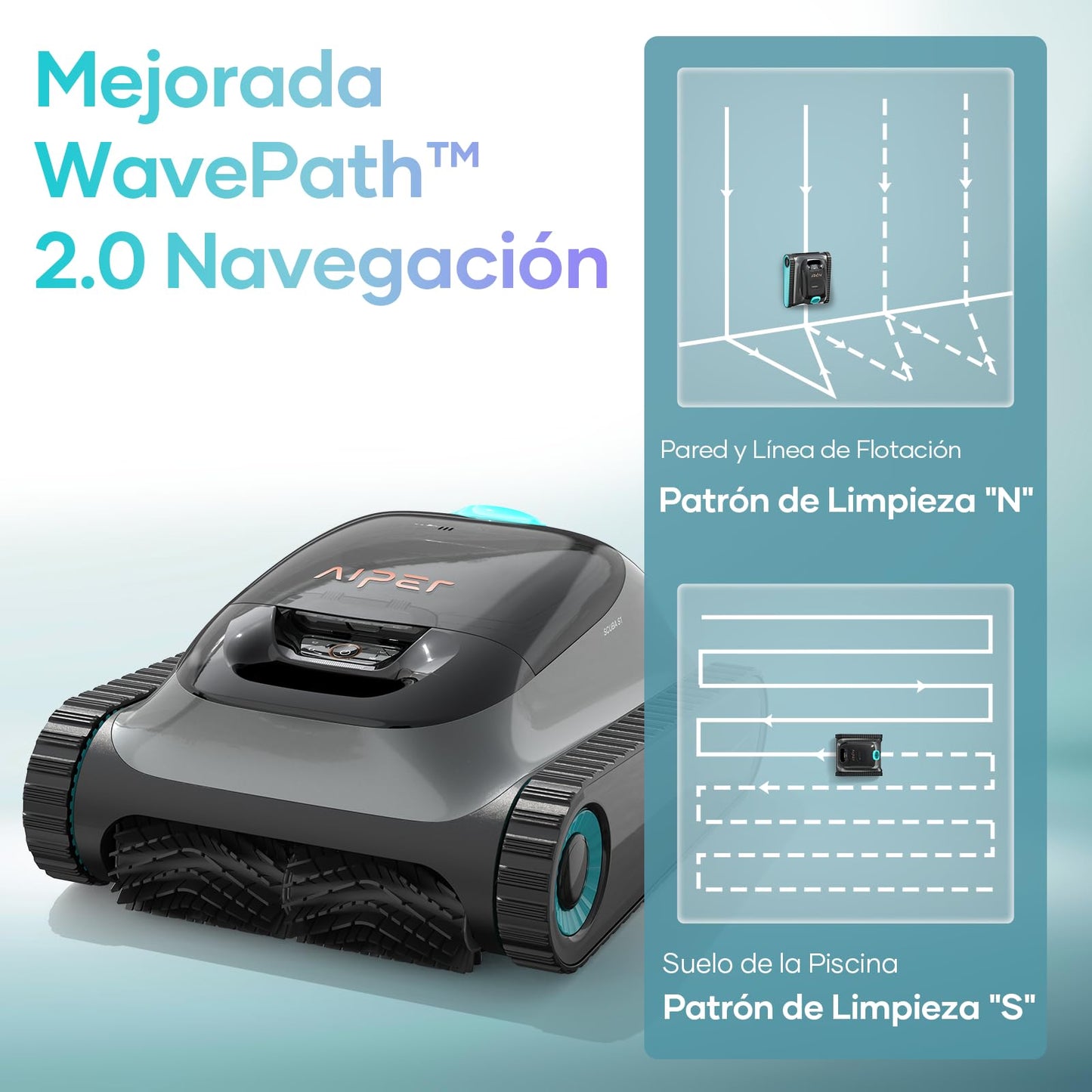 AIPER Scuba S1 2025 Robot Piscina Limpiafondos y Paredes,Aspirador Piscinas Fondos con Batería Mejorada 180 min,Filtración Ultrafina + App y OTA,para Piscinas hasta 150 m²