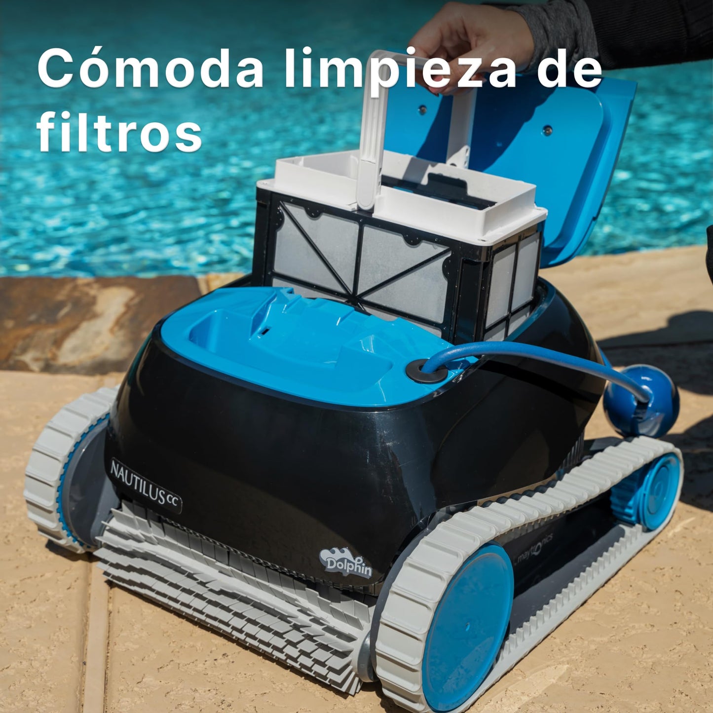 Dolphin Nautilus CC Robot limpiafondos automático para Piscinas enterradas y Desmontables de 10m - Limpieza Fondo y Paredes - Ahorro de energía