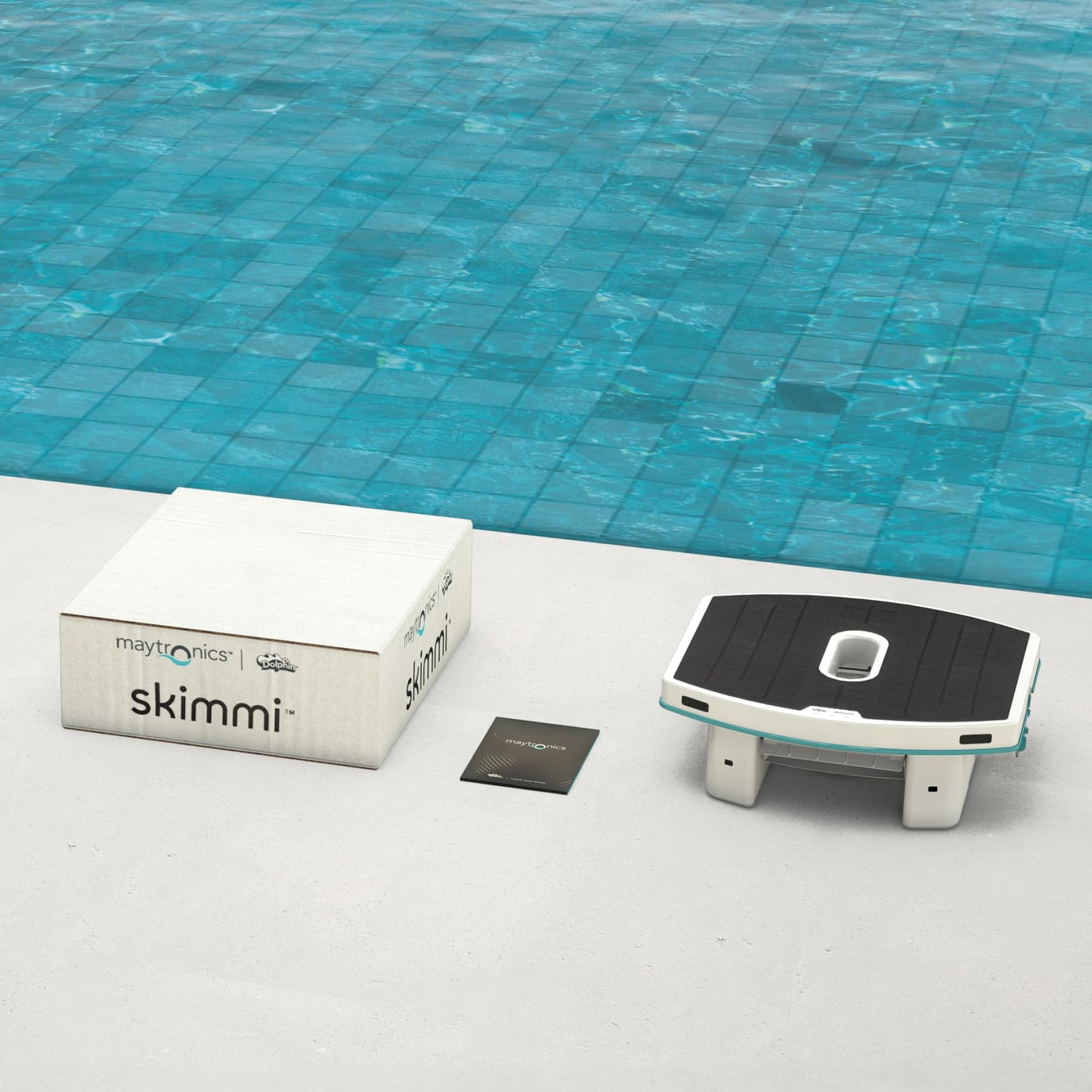 Dolphin Robot de Piscina Skimmi con conexión Bluetooth: Limpia la Superficie del Agua con sensores Inteligentes de Carga Solar – Skimmer Flotante