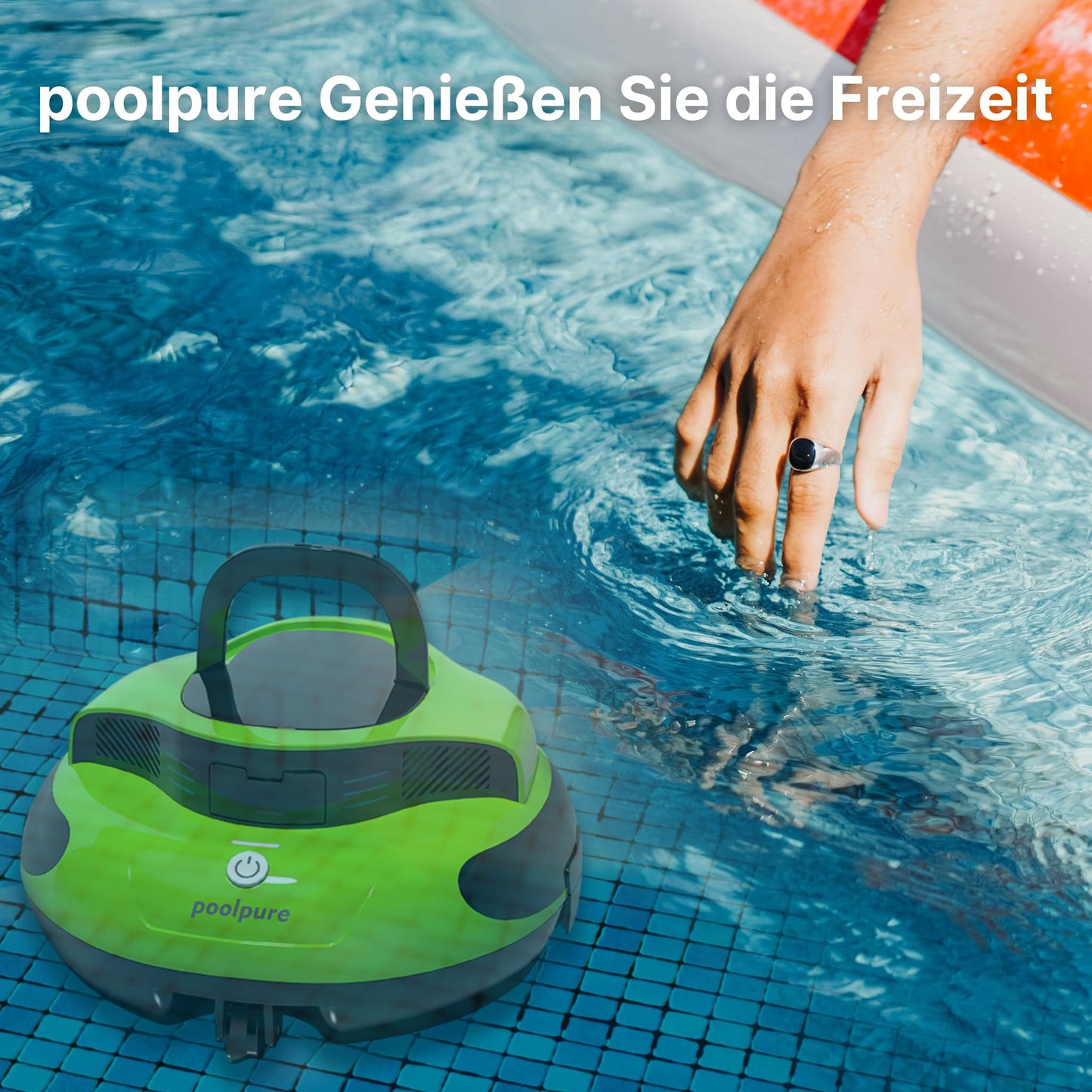 POOLPURE 2025 Pool Robot, 55 Wh-120 Minutes Cleaning Time, Double Motor, LED Indicators, Self-Parking, IPX8 Waterproof, Wireless Pool Vacuum Cleaner, for Built-in Flat Pools