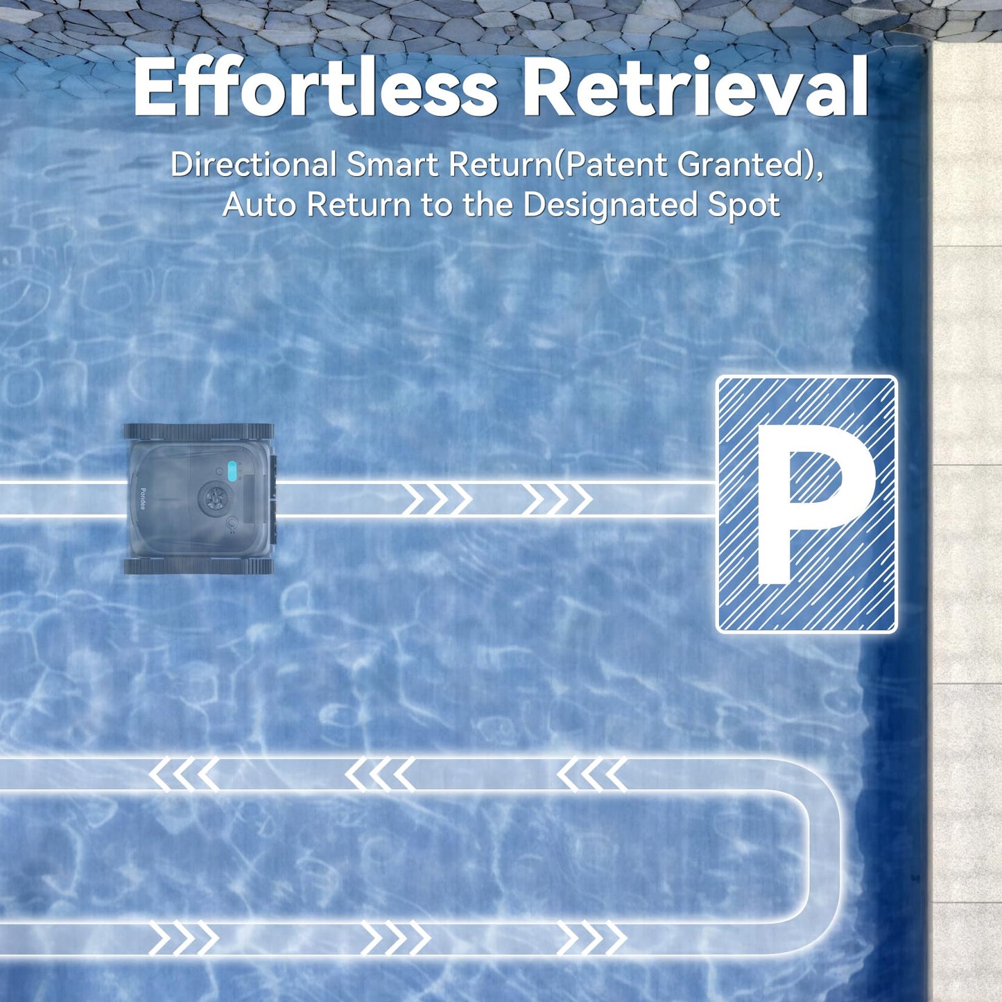 Pondee X5 Robot Piscina Limpiafondos y Paredes, Planificación Inteligente, Autonomía de 180 Min, 4 Modos, Retorno Inteligente, Limpiafondos Piscina Automatico para Piscinas Enterradas de hasta 300 m²