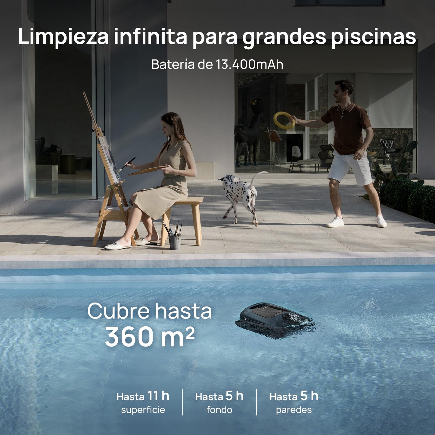 Beatbot AquaSense 2 Pro Robot Limpiafondos Piscina, Robot Piscina para Limpieza de Suelo y Paredes, Depura el Agua, Navegación y Posicionamiento, Duración de 11 Horas, Cordless Robotic hasta 360 m²