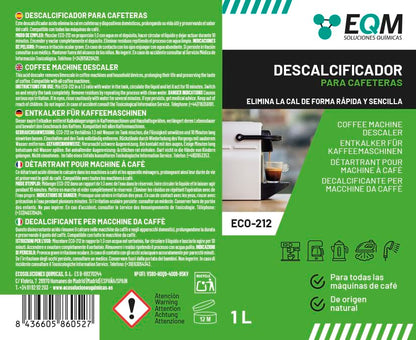 EQM - ECO- 212 - Descalcificador para Cafeteras - 1L - 100% Origen Natural - Compatible con todas las máquinas de café - Elimina la cal incrustada en cafeteras y aparatos del hogar