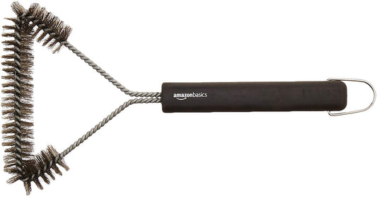 Amazon Basics Cepillo triangular para parrilla, 30,5 cm, Bronce, Plata, Negro