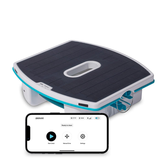 Dolphin Robot de Piscina Skimmi con conexión Bluetooth: Limpia la Superficie del Agua con sensores Inteligentes de Carga Solar – Skimmer Flotante