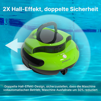 POOLPURE 2025 Pool Robot, 55 Wh-120 Minutes Cleaning Time, Double Motor, LED Indicators, Self-Parking, IPX8 Waterproof, Wireless Pool Vacuum Cleaner, for Built-in Flat Pools