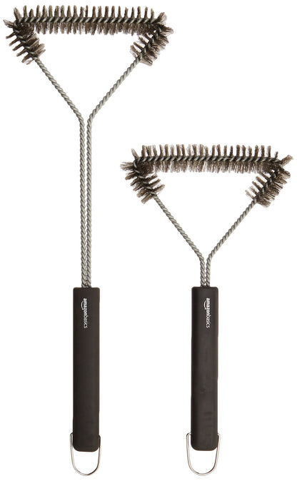 Amazon Basics Cepillo triangular para parrilla, 30,5 cm, Bronce, Plata, Negro