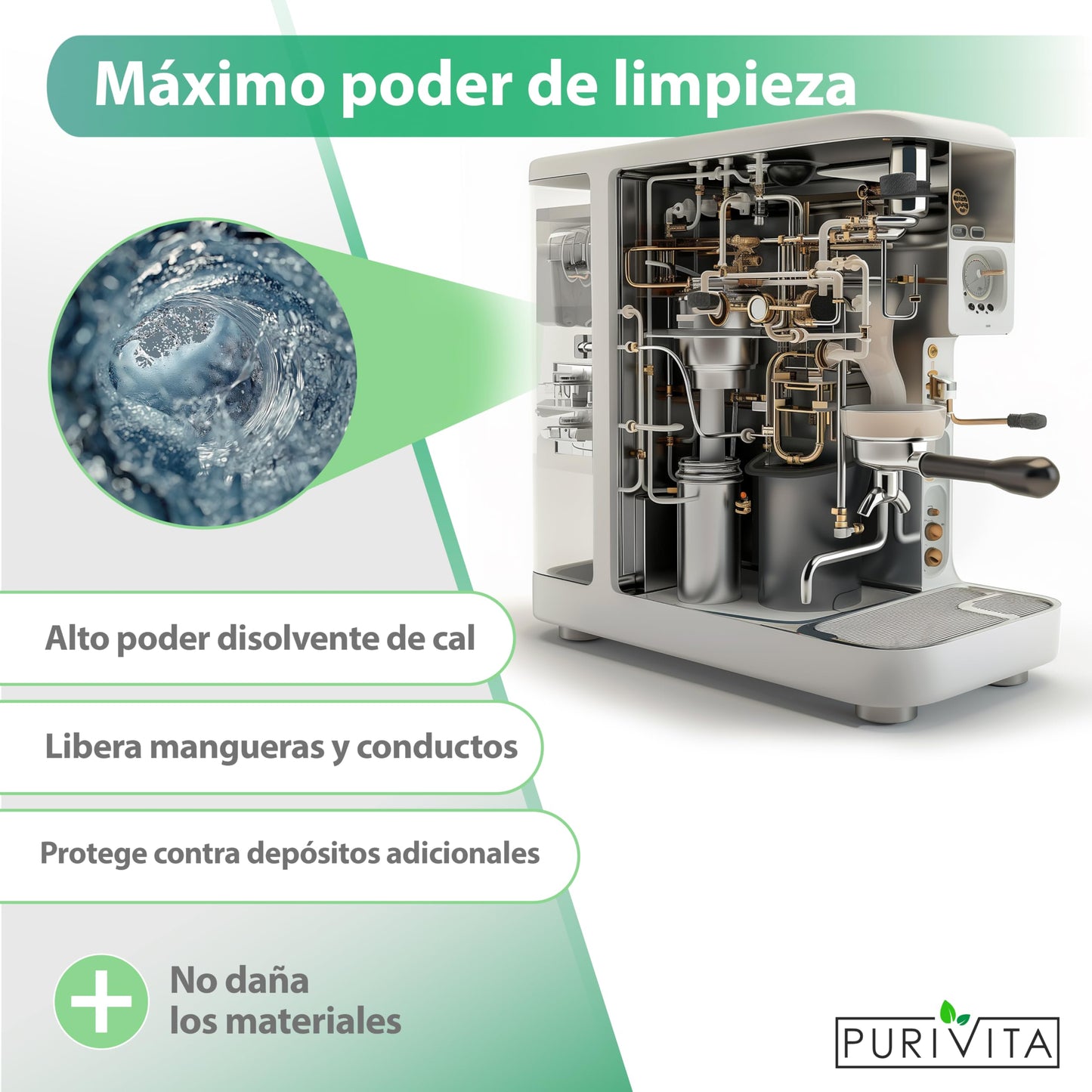 PURIVITA® Universal Descalcificador Cafetera [500ML] - Antical Limpieza Cafetera - Liquido Descalcificador Cafetera para Modelos Delonghi, Dolce Gusto, Nespresso, Philips & Mas - Limpiador Cafetera