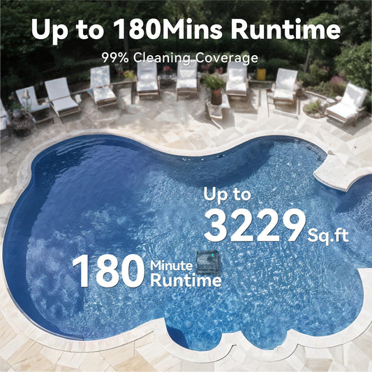 Pondee X5 Robot Piscina Limpiafondos y Paredes, Planificación Inteligente, Autonomía de 180 Min, 4 Modos, Retorno Inteligente, Limpiafondos Piscina Automatico para Piscinas Enterradas de hasta 300 m²