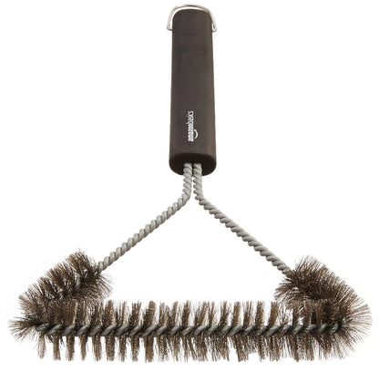 Amazon Basics Cepillo triangular para parrilla, 30,5 cm, Bronce, Plata, Negro