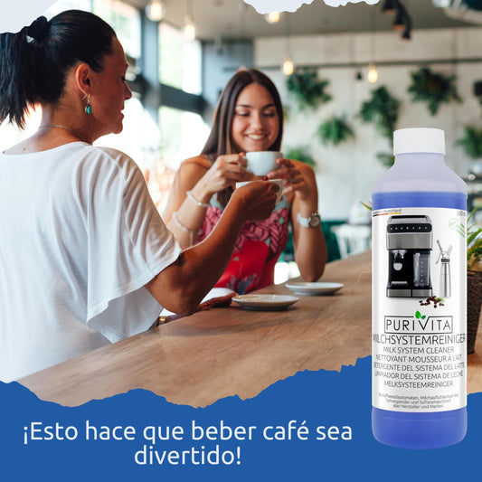 PURIVITA® Limpiador Universal del Sistema de Espuma de Leche [500ML] - Liquido Descalcificador Cafetera - Apto para Todas las Cafeteras y Máquinas como De Longhi, Nespresso, Philipps & Krups - Antical